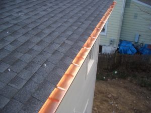 Close up of copper gutters