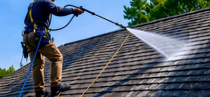 A gentle rinse leaves a roof that stays clean for years, not months.